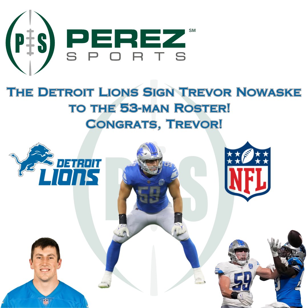 Perez Sports Associates, LLC. (@perezsports) on Twitter photo Congrats to our client, Trevor Nowaske, on being signed to the Detroit Lions' Active Roster! <a href="/TrevorNowaske/">Trevor Nowaske</a> <a href="/PerezSportsJP/">John Perez</a> <a href="/svsu_football/">SVSU Football</a> <a href="/TropicalBowlUSA/">TRILLION TROPICAL BOWL</a> <a href="/D2Football/">D2Football</a> Congrats to our client, Trevor Nowaske, on being signed to the Detroit Lions' Active Roster! <a href="/TrevorNowaske/">Trevor Nowaske</a> <a href="/PerezSportsJP/">John Perez</a> <a href="/svsu_football/">SVSU Football</a> <a href="/TropicalBowlUSA/">TRILLION TROPICAL BOWL</a> <a href="/D2Football/">D2Football</a>