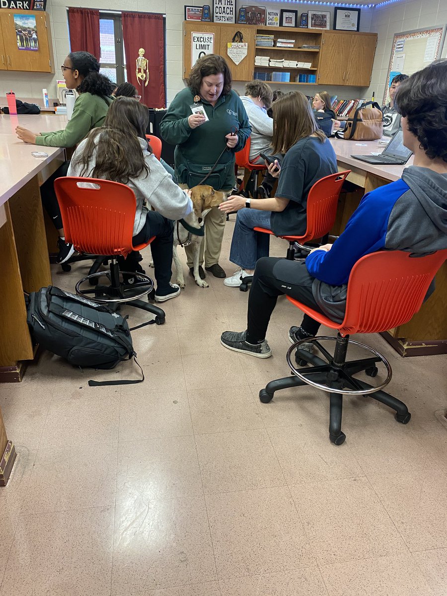 tyriffict's tweet photo. Always a good day when Therapy Partners come by with their animals. @HazelGreenHigh @MCSS_CTE https://t.co/MEtH06doKb