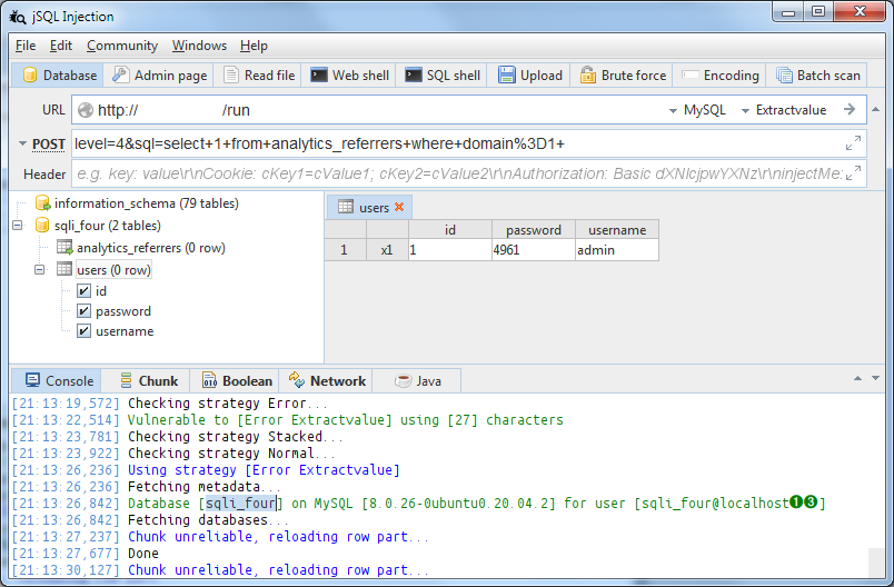 ron190jsql's tweet photo. The SQL injection Error strategy simply works on the Blind and Time rooms by @tryhackme.
Does jSQL Injection handle the levels more easily than planned?
I guess it's not expected by the platform, the learning material does not mention Error strategy. https://t.co/jvQ6mj3Fqh