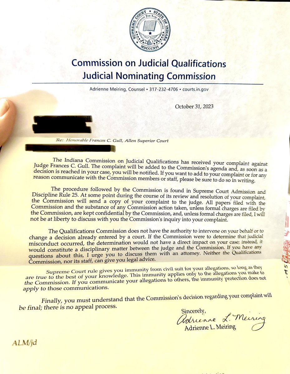 ElleryReznor's tweet image. My response from the Indiana Supreme Courts. Enjoy Gull, I know I am one of the many citizens in Indiana who feels #RichardAllen deserves a fair trial. Guilty or Not. 
#DelphiIndiana 
#JusticeForLibbyandAbby