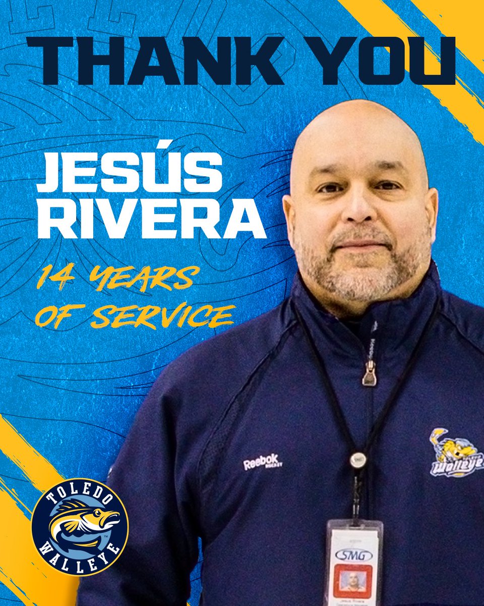 ToledoWalleye's tweet photo. 14 years of hard work, dedication, and love for our team and our building.

Thank you for everything, Jesús! Enjoy retirement. 🤝 https://t.co/58duby96Wi