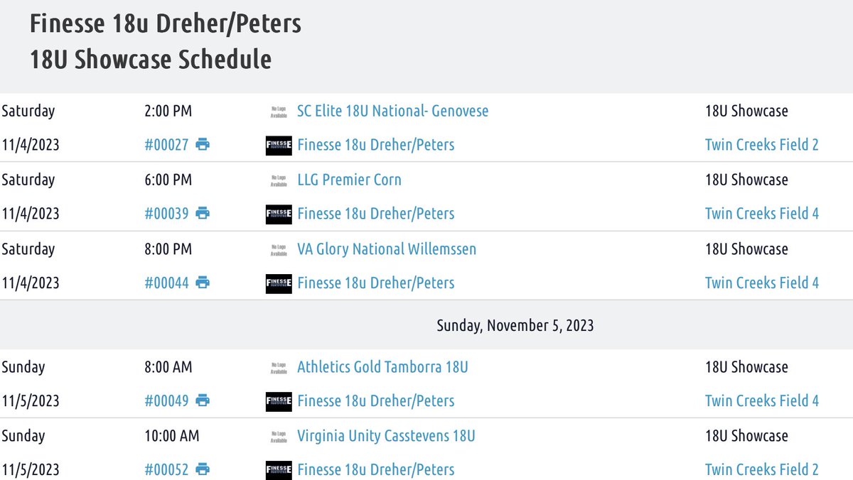 Come out and see us compete at the <a href="/championsfp/">Champions Fastpitch Academy</a> Fall Showcase this weekend at the Twin Creeks complex in Woodstock, GA!!  <a href="/donnysoftball/">Donny Dreher</a> <a href="/FinesseOrg/">Finesse Fastpitch</a> <a href="/CollegeBDJocks/">College Bound Jocks</a>