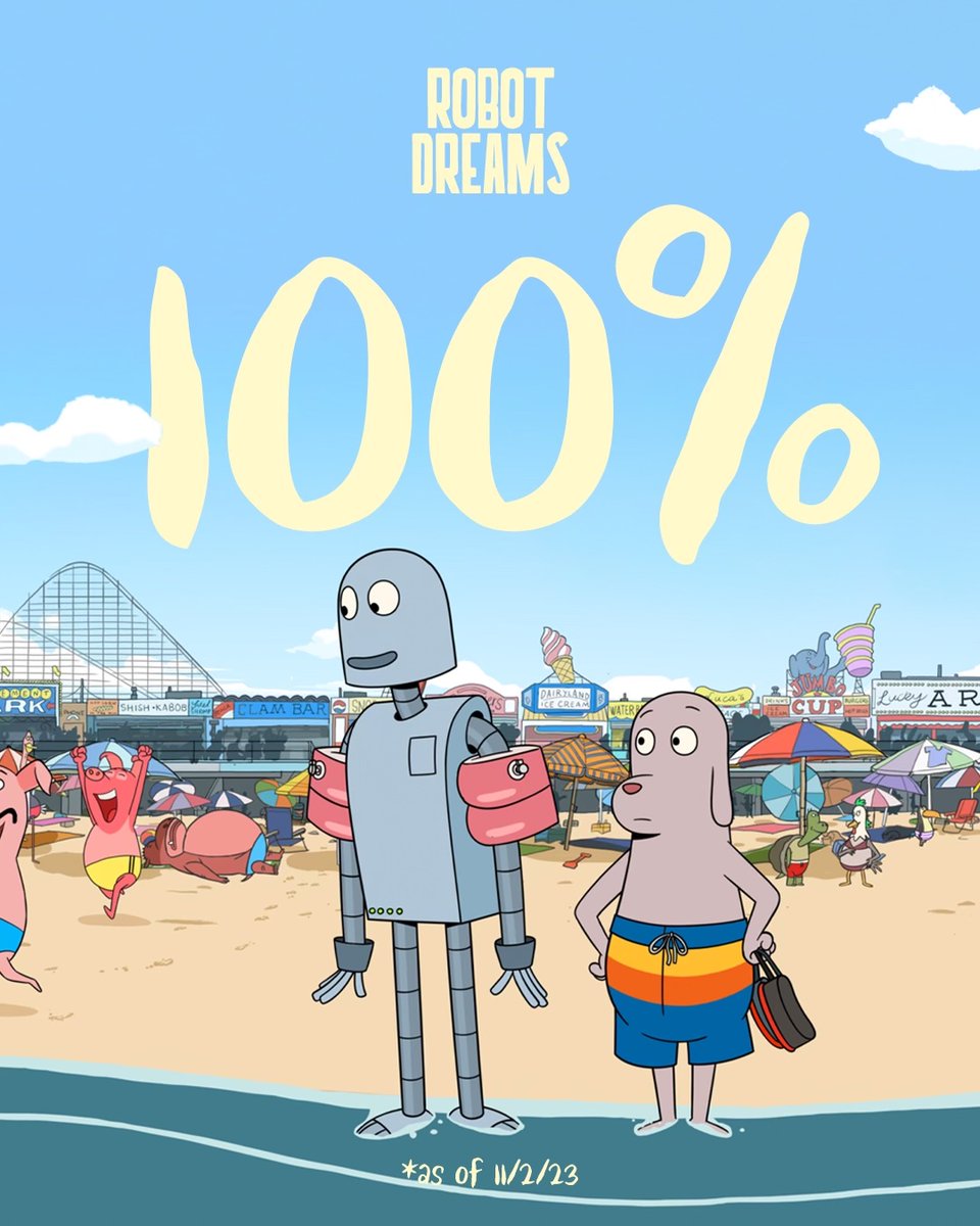 "One of the year's most human movies, and there's not even a single human."

Pablo Berger's ROBOT DREAMS is 100% on Rotten Tomatoes.