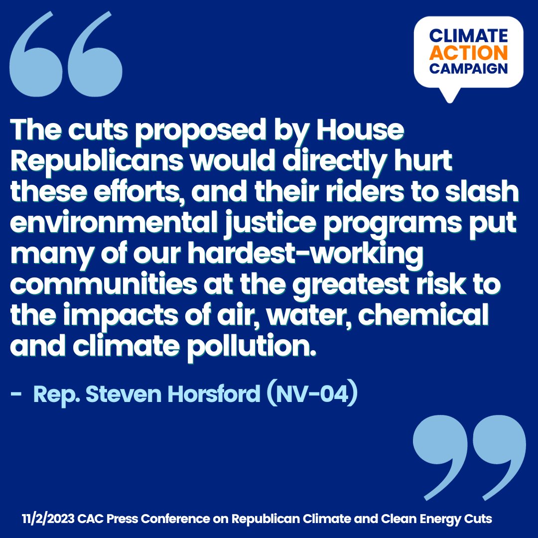 actonclimateUS's tweet photo. "The cuts proposed by House Republicans...and their riders to slash environmental justice programs put many of our hardest-working communities at the greatest risk to the impacts of air, water, chemical, and climate pollution." -@RepHorsford #DontCutClimate #DefendOurClimate https://t.co/7NdYbHdj5S