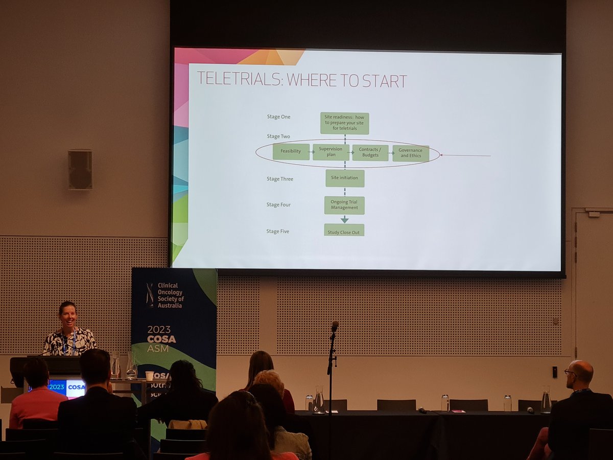 DrChloeG's tweet photo. @NarelleMcphee sharing learnings as Bendigo cancer centre research manager at @VCCCAlliance trials breakfast session #COSA23 https://t.co/YFk1EdxWk0