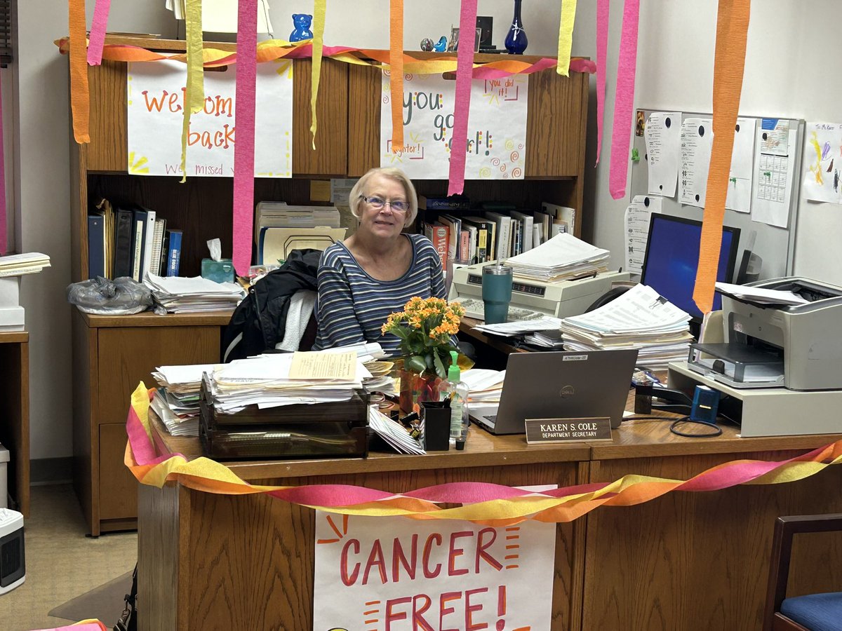 FCGrizBaseball's tweet photo. Welcome back to this special lady who is back to running the show in Spurlock this week!  We had a celebration in her honor-the snacks didn’t last long though!  Thrilled to have you back Mrs. Karen Cole!  @FCGrizAthletics #TEAMGRIZ @FranklinCollege https://t.co/1fXRBhv5Cv
