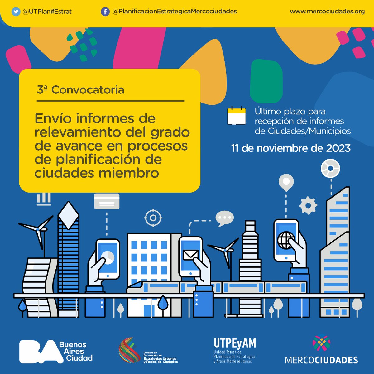 Invitamos a las ciudades miembro de <a href="/mercociudades/">Mercociudades</a> a la Tercera Convocatoria para realizar el Relevamiento acerca de la planificación en los gobiernos locales de la Red. Hay tiempo hasta el 11 de noviembre.
ESPAÑOL:
forms.gle/hRPoFwXRrfbiCR…
PORTUGUES:
forms.gle/Gxph9gbsAptwfg…
