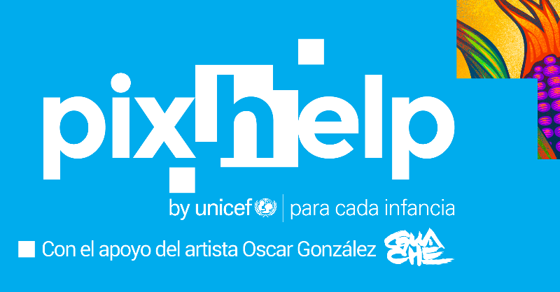 UNICEFColombia's tweet photo. #UNICEFColombia lanza Pixhelp: Una plataforma innovadora que une el arte, la tecnología Blockchain y tokens no fungibles (NFT) para crear nuevas formas de recaudo  en beneficio de la infancia y la adolescencia en Colombia.

Conoce todo sobre este proyecto 👇