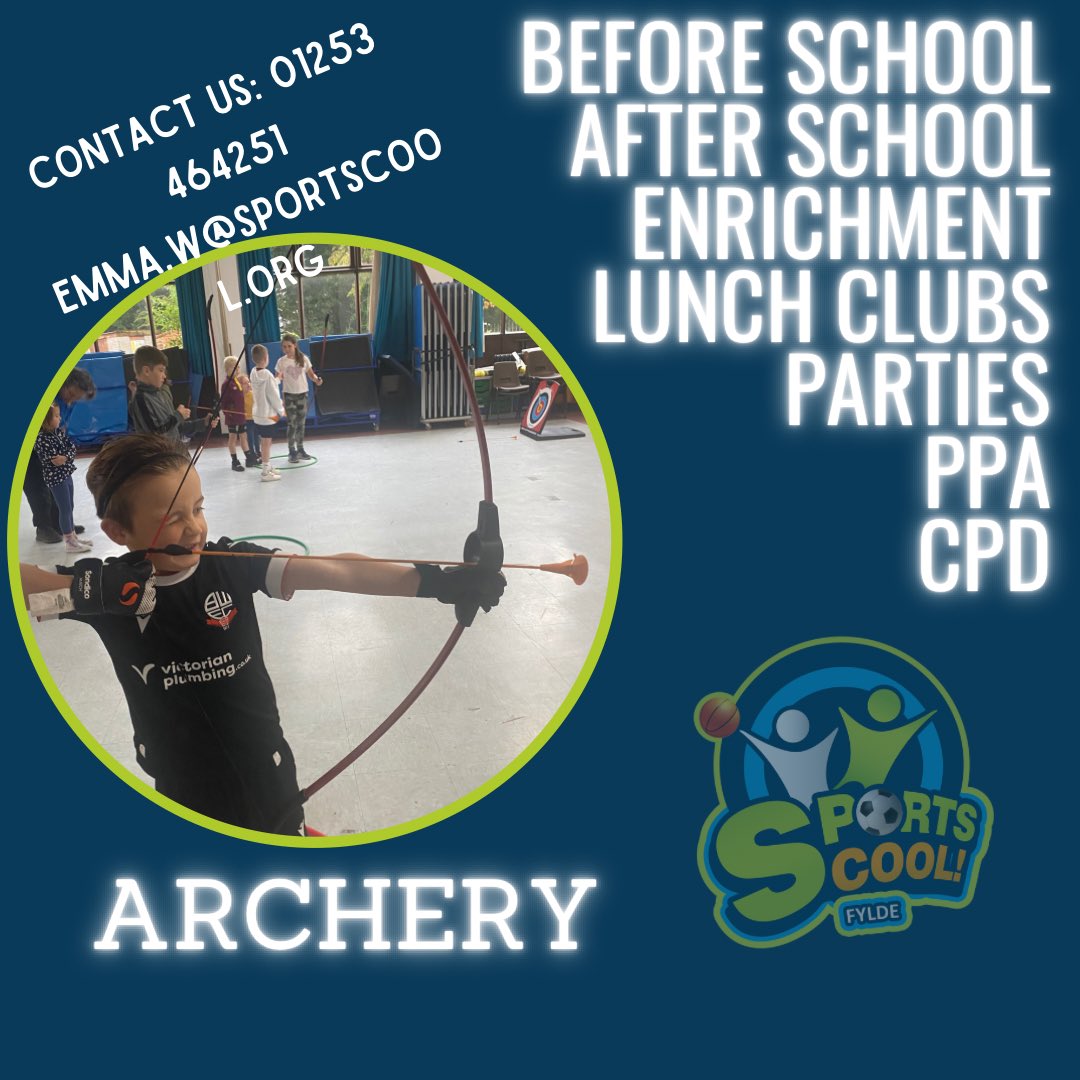 SportsCoolFylde's tweet photo. Fancy trying something new? 🏹🏹💚🧡💙 #sportscoolfylde #sportscool #educate #motivate #participate #playtheirway #thisgirlcan #WeAreUndefeatable #getkidsactive #winteriscoming #tryanewsport https://t.co/rnoRkgHDiR