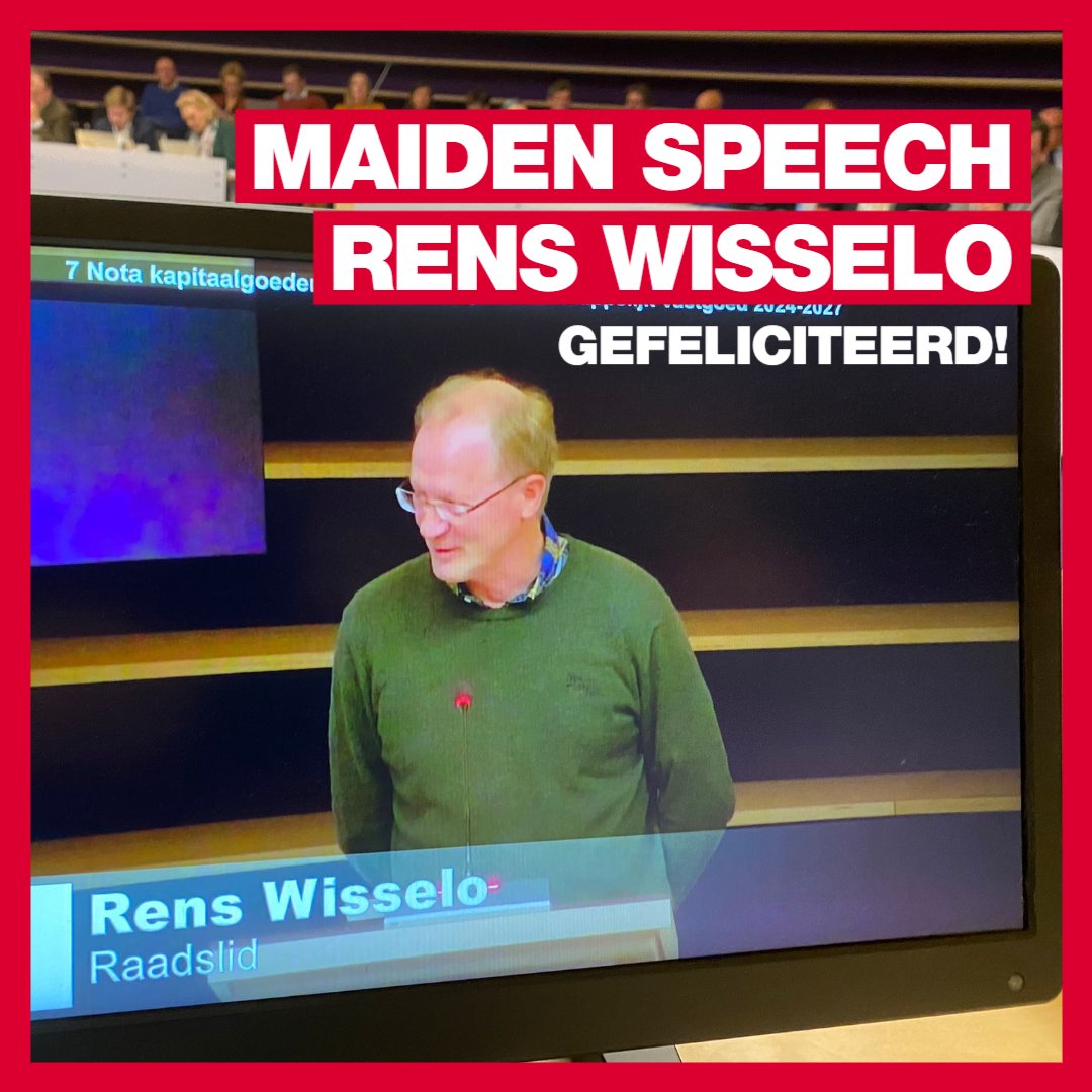Vanavond sprak Rens Wisselo voor het eerst de raad toe als raadslid. Dat betekent: #maidenspeech! Van harte gefeliciteerd!