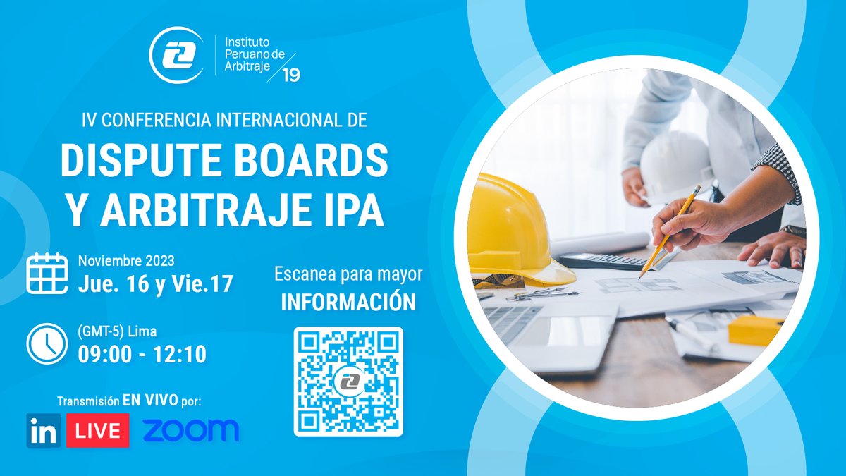 ipaperu's tweet image. #EventoIPA | IV Conferencia Internacional de Dispute Boards y #Arbitraje #IPA

📝 Regístrate GRATIS 👇🏻
🌐 ipa.pe/iv-dispute-boa…

🌟 Certificado digital GRATUITO, previo registro y conexión vía Zoom.

¡Los esperamos!

#DisputeBoards