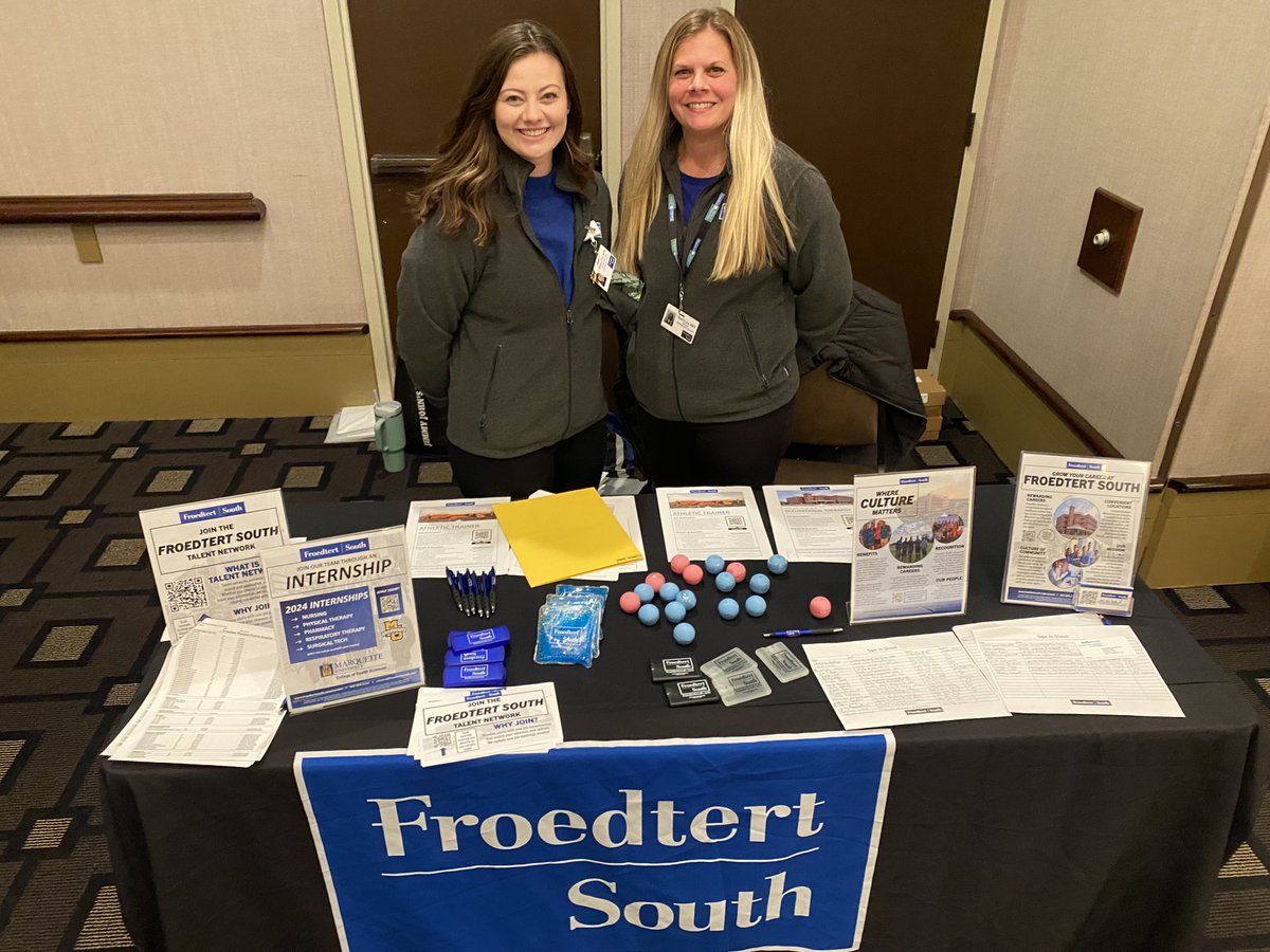 Haley and Tami had a GREAT time at the Marquette University  2023 Health Professions Career Fair on Monday! 

Thank you to everyone who came by!

To learn more about our open Rehab Services positions, click here: froedtertsouth.jobs.net

#pelvicfloorpt #neurorehab #rehabilation