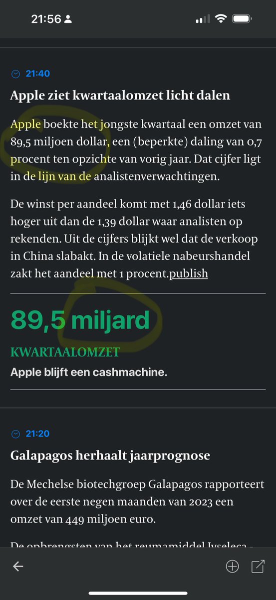 Bij <a href="/tijd/">De Tijd</a> vliegen de miljarden en miljoenen in het rond. #apple
