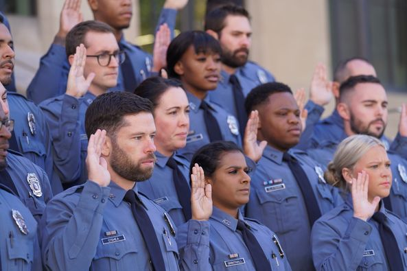 kcpolice's tweet photo. Kansas City, please welcome your newest police officers!

This group has stepped forward to serve our beloved city. They took their oath today, and they will be out in the community this weekend. We are thankful these public servants are with us to work and...

1/2 https://t.co/RrnJKy6a85