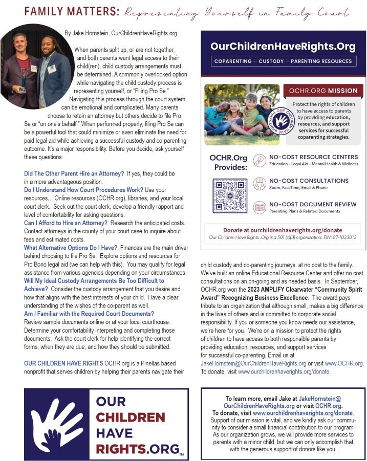 OurChildrenHaveRights.Org (@ochr2022) on Twitter photo Check out our Nov. Educational Write Up "Representing Yourself In Family Court" in <a href="/ParadiseNewsFL/">Paradise News</a>. paradisenewsfl.com/ochr/
<a href="/StPeteFL/">St. Petersburg, FL</a> <a href="/StPeteChamber/">St. Pete Chamber</a> <a href="/ClearwaterArea/">Amplify Clearwater</a> @DestTampaBay <a href="/LWFAA_/">Let’s Win For America Action</a> <a href="/MyClearwater/">City of Clearwater, FL</a> <a href="/FOX13News/">FOX 13 Tampa Bay</a> <a href="/10TampaBay/">10 Tampa Bay</a> <a href="/TB_Times/">Tampa Bay Times</a> <a href="/PinellasGov/">Pinellas County</a> <a href="/my_pcs/">Pinellas County Schools</a> Check out our Nov. Educational Write Up "Representing Yourself In Family Court" in <a href="/ParadiseNewsFL/">Paradise News</a>. paradisenewsfl.com/ochr/
<a href="/StPeteFL/">St. Petersburg, FL</a> <a href="/StPeteChamber/">St. Pete Chamber</a> <a href="/ClearwaterArea/">Amplify Clearwater</a> @DestTampaBay <a href="/LWFAA_/">Let’s Win For America Action</a> <a href="/MyClearwater/">City of Clearwater, FL</a> <a href="/FOX13News/">FOX 13 Tampa Bay</a> <a href="/10TampaBay/">10 Tampa Bay</a> <a href="/TB_Times/">Tampa Bay Times</a> <a href="/PinellasGov/">Pinellas County</a> <a href="/my_pcs/">Pinellas County Schools</a>