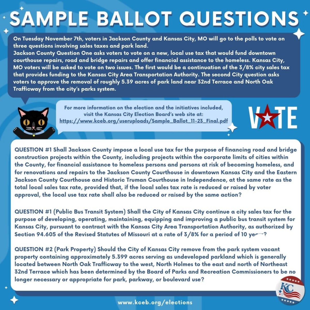 NortheastNewsKC's tweet photo. 🗳️ On Tuesday November 7th, voters in Jackson County and Kansas City, MO
will go to the polls to vote on three questions involving sales taxes and park land 

📰 Read the full story 👇 
https://t.co/Scr7ruTFNZ https://t.co/6hLPecKGY9