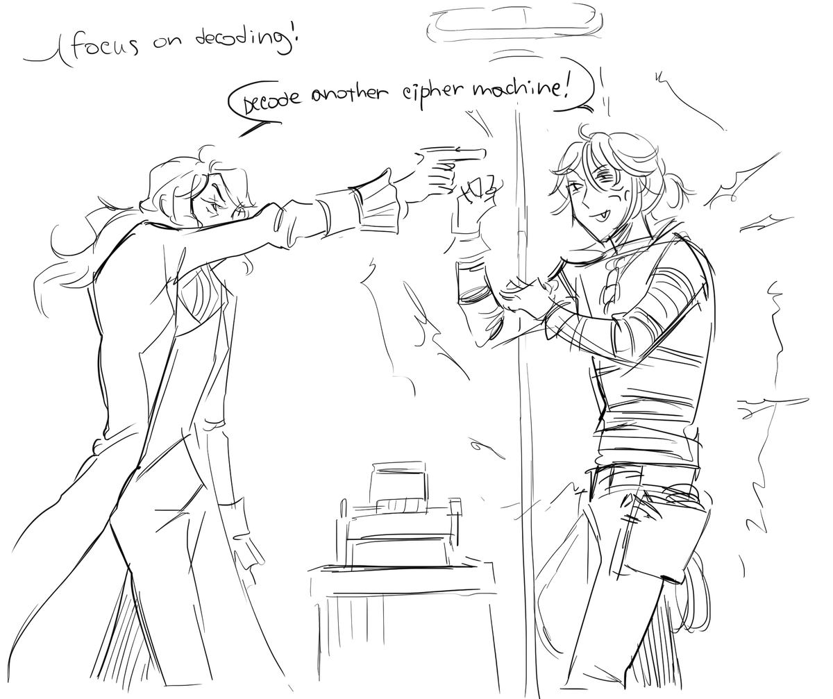 pandemicedemic's tweet photo. when two decoders find one cipher machine at the same time be like 

#IdentityV #identityVイラスト https://t.co/IUGoda6N0u