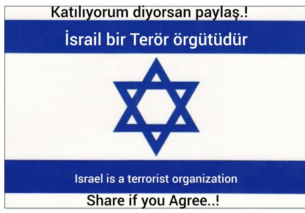 Katılıyorum.
İsrail bir Terör örgütüdür.

Katılıyorsun alıntılayıp devam edelim.

#IsraelTerorrist #FreePalestine #teroristnetanyahu #IsraeliNewNazism #Genocide_in_Gaza