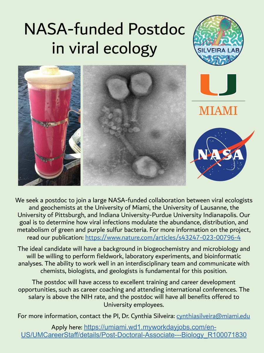 GilhoolyLab's tweet photo. We also have a Postdoc opportunity on the same NASA Exobiology grant with our colleague Cynthia Silveira at the University of Miami. Please check it out! 👇👇👇 https://t.co/ND8mTpY5Gr