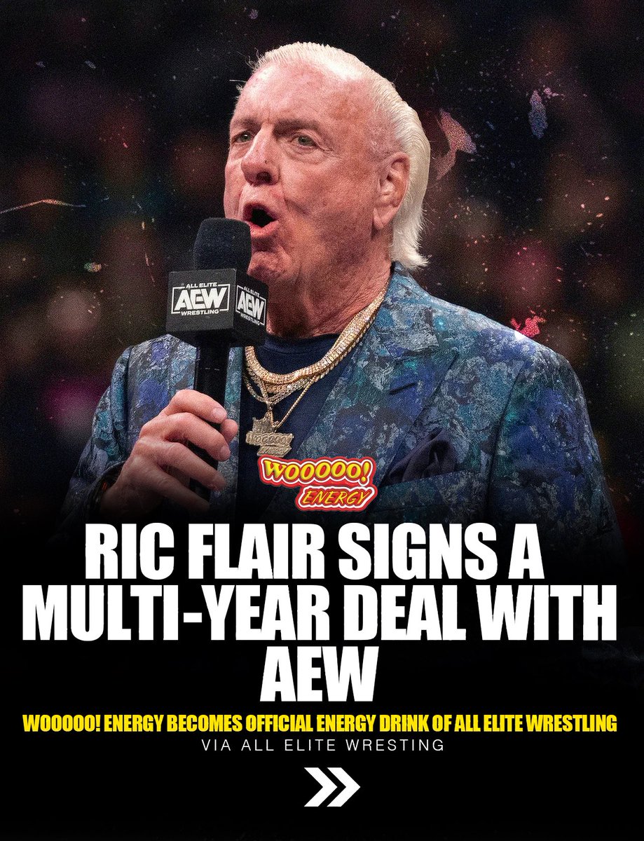 A <a href="/RicFlairNatrBoy/">Ric Flair®</a> Multi-Year Deal + The official energy drink of @aew !? Can we get a WOOOOO!!! ⚡️