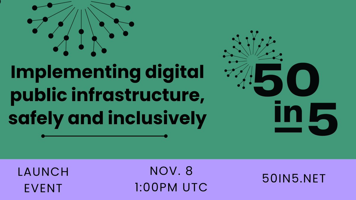 📣Save the Date

Join digital leaders from 🇪🇹🇱🇰🇲🇩🇹🇬🇪🇪 and more &amp; <a href="/DPGAlliance/">Digital Public Goods Alliance</a>, <a href="/LetsCoDevelop/">Co-Develop</a> <a href="/gatesfoundation/">Gates Foundation</a> &amp; <a href="/UNDP/">UN Development</a> #50in5 launch &amp; hear how building safe &amp; inclusive #DPI can foster strong economies &amp; equitable societies.

📅8 November 
⏰8 am ET
➡️50in5.net/launch-info