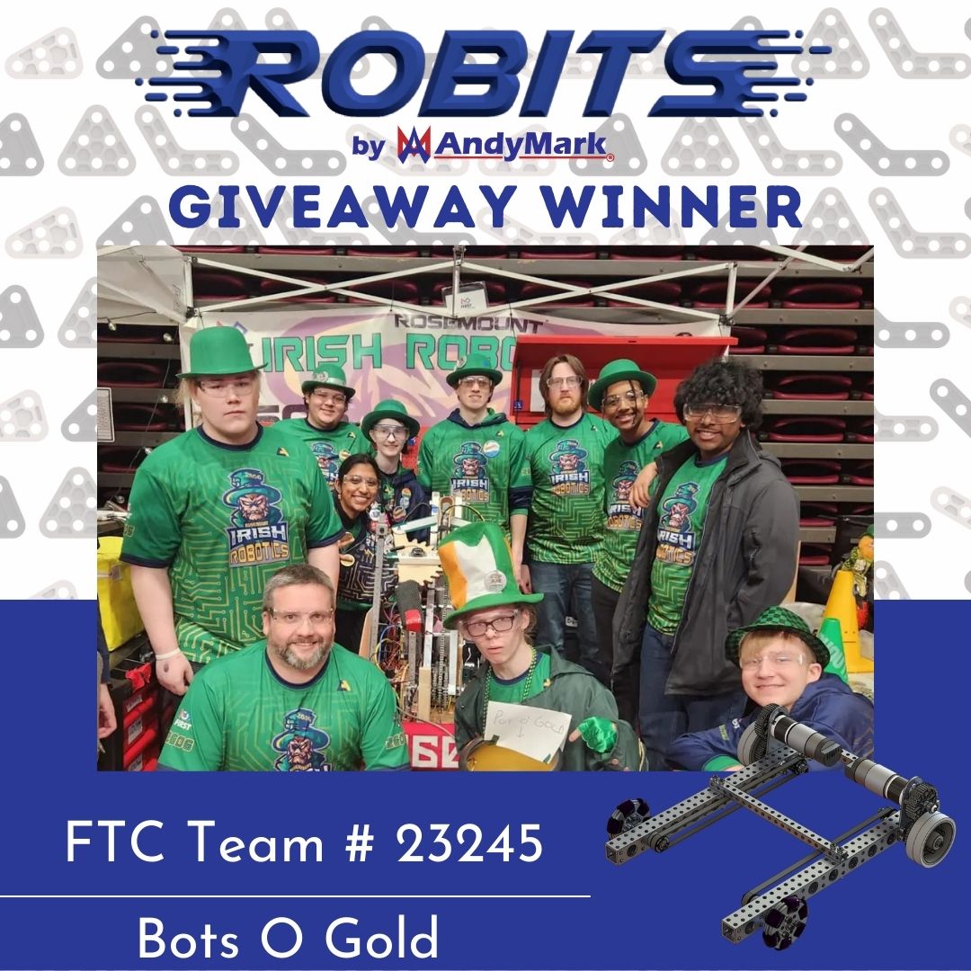 andymarkinc's tweet photo. Congratulations to our TWO Robits Core Kit winners!🎉 FTC Team # 23789 Rust Belt Robotics and FTC Team # 23245 Bots 'O' Gold! Congratulations and we can't wait to see your team's success with the Robits Core Kit! 

#omgrobots #ftcteams #robits #centerstage https://t.co/v7hBYj06yJ
