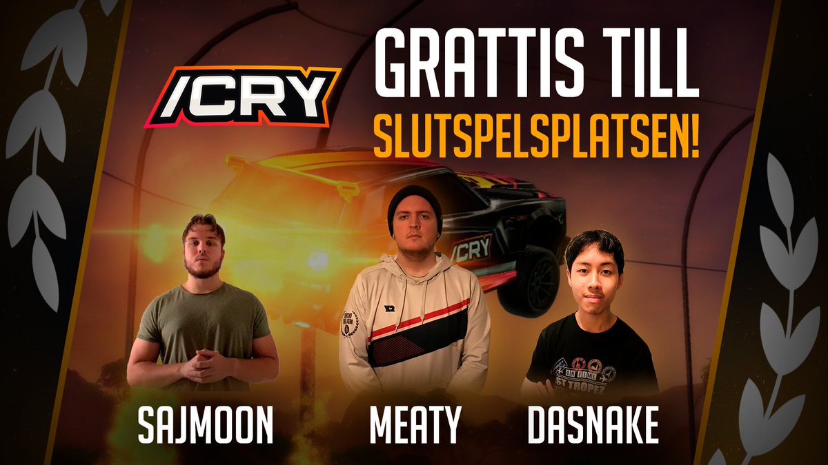 Sv_Raketligan's tweet photo. Vi önskar ett stort grattis till @SlashCry_RL för en säkrad slutspelsplats!

👤: @SajmoonSL
👤: @MeatyRL
👤: @DaSnxke 

Vi ses i Älmhult för SM-slutpselet 9 december 🤩 https://t.co/YWvMFqsMae