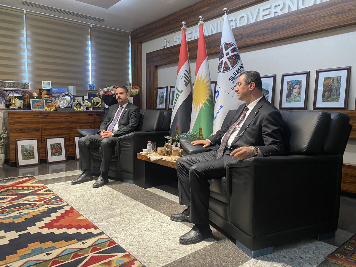 fojlaley's tweet photo. Sulaymaniyah Iraq valisi sayin dr.haval ebubakiri makamında ziyaret ettik . İlk kez uluslararası innovasiyon fuarı kuzey Irak ta düzenlenecek . 

#sulaymaniyah https://t.co/koFgC5GuHL