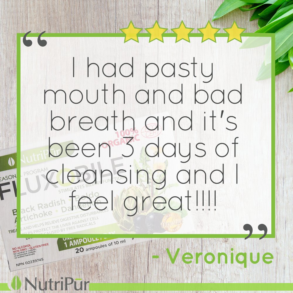 ''I had pasty mouth and bad breath and it's been 3 days of cleansing and I feel great!!!!'' - VEronique
5/5 stars FluxOBile bit.ly/2mVuU22  
#livercleanse #detoxcleanse #bodytoxins #liverescue #detox #allorganic #organic #organiccleanse