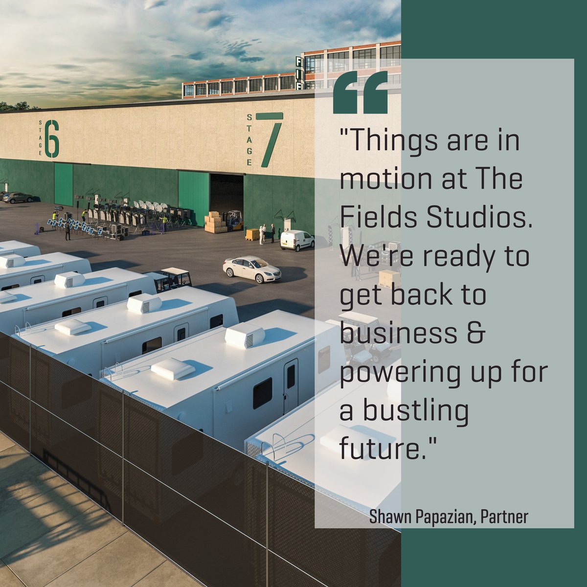 TheFieldsStudio's tweet photo. The optimism following the writer's strike stirs hope in the independent movie scene. Shawn Papazian, Partner of #TheFieldsStudios, says: "Things are in motion at The Fields Studios. We're ready to get back to business &amp; powering up for a bustling future." #ChooseChicago https://t.co/iEkEmFESbn