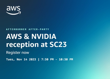 Paula Phipps (@paulaaphipps) on Twitter photo Attending SC23 in Denver? Join AWS and NVIDIA Tue, Nov 14, 7:30 pm-10:30 pm for the afterburner after-party. Register now. awsxnvidiareception.splashthat.com #iamhpc #sc23 #aws Attending SC23 in Denver? Join AWS and NVIDIA Tue, Nov 14, 7:30 pm-10:30 pm for the afterburner after-party. Register now. awsxnvidiareception.splashthat.com #iamhpc #sc23 #aws