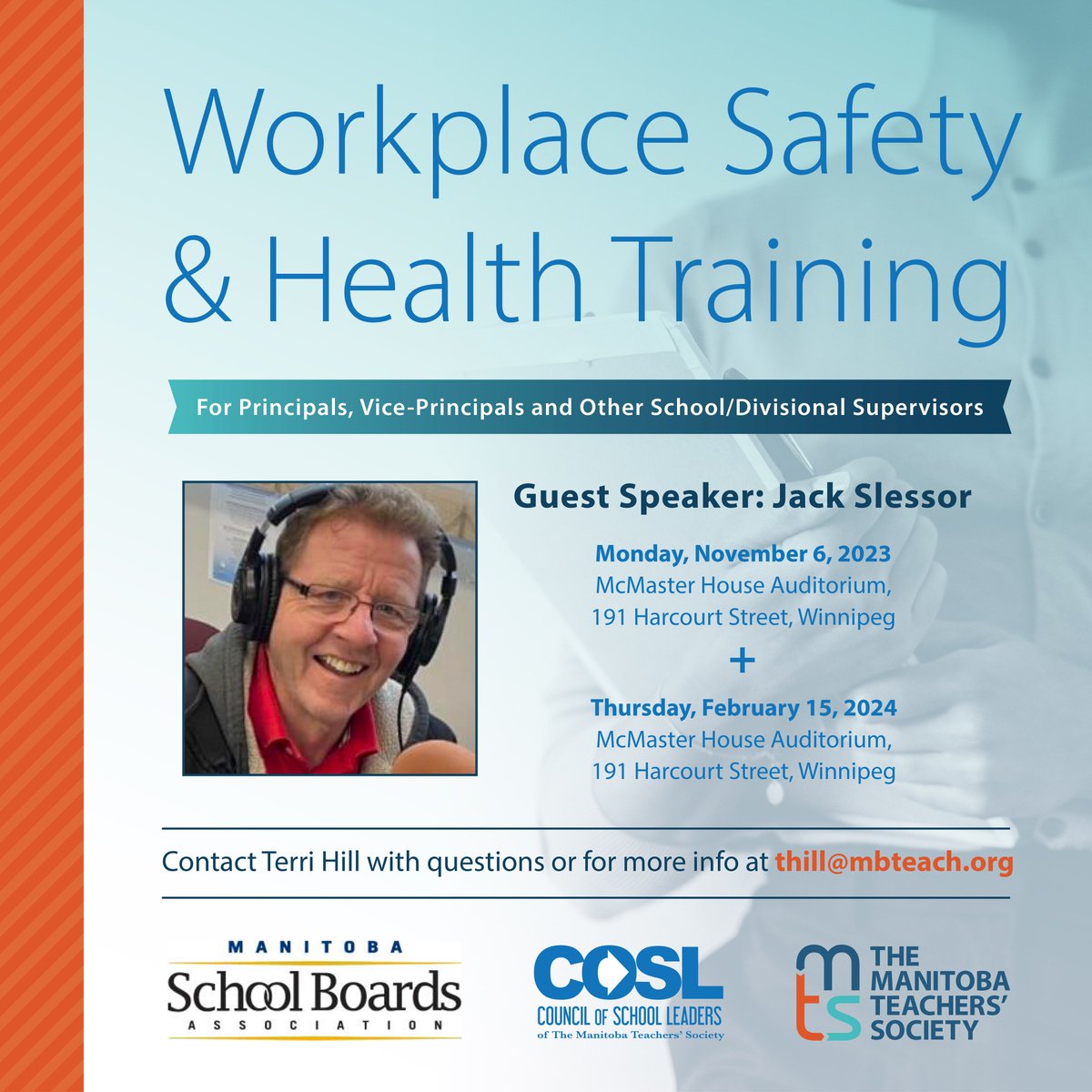 We've got you covered! This one-day workshop trains principals, vice-principals, and other school/divisional supervisors in their Workplace Safety and Health responsibilities. Get the info you need. Register for Nov. 6 or Feb. 15 now. buff.ly/492JiHW #MTSLearning