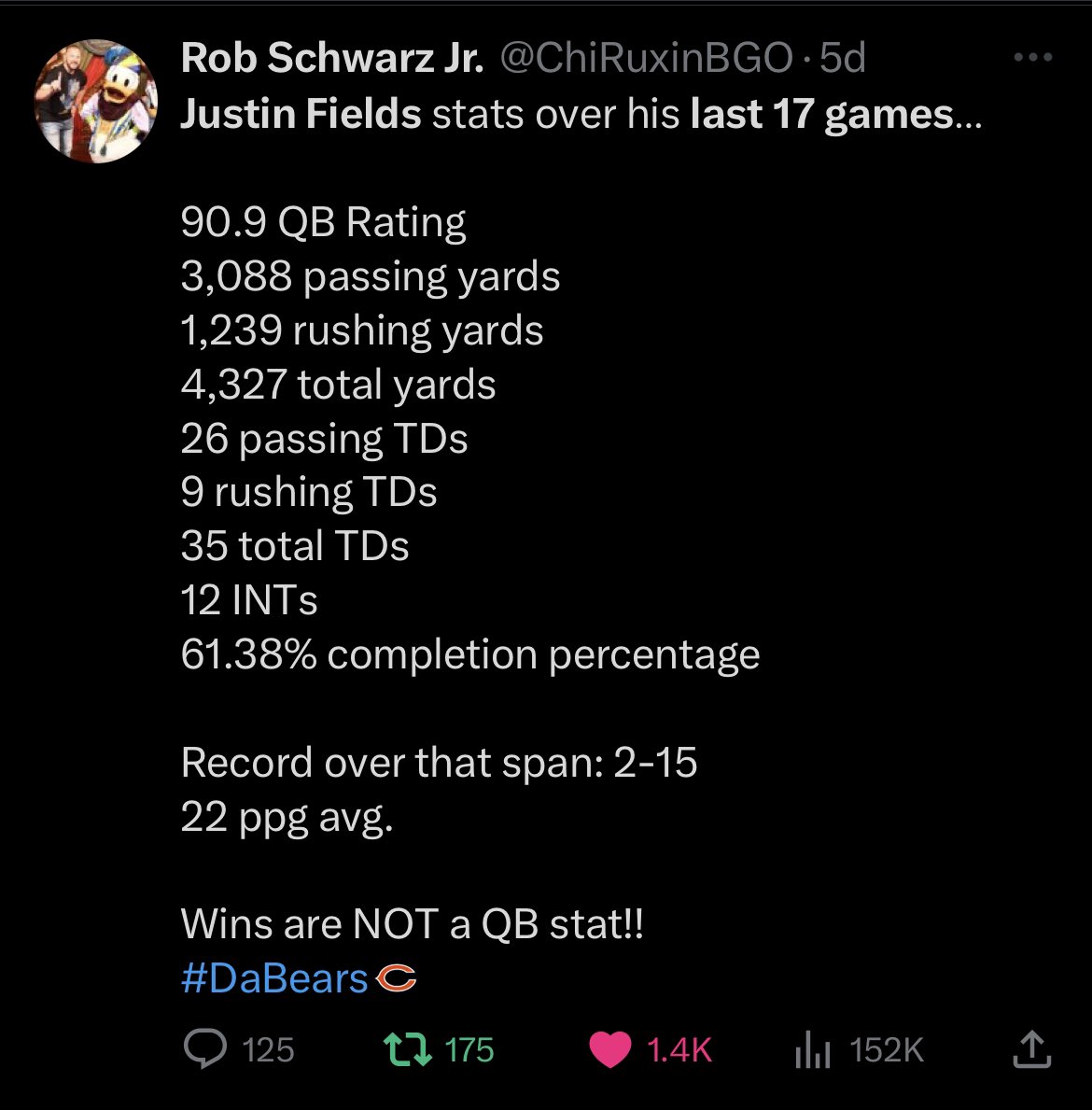 79illwill's tweet photo. Justin Fields stats over his last 17 games 

These are MVP numbers.  These are similar numbers Lamar Jackson put up when he won MVP.  

Hang this in the Louvre https://t.co/xHzuDl6bEB