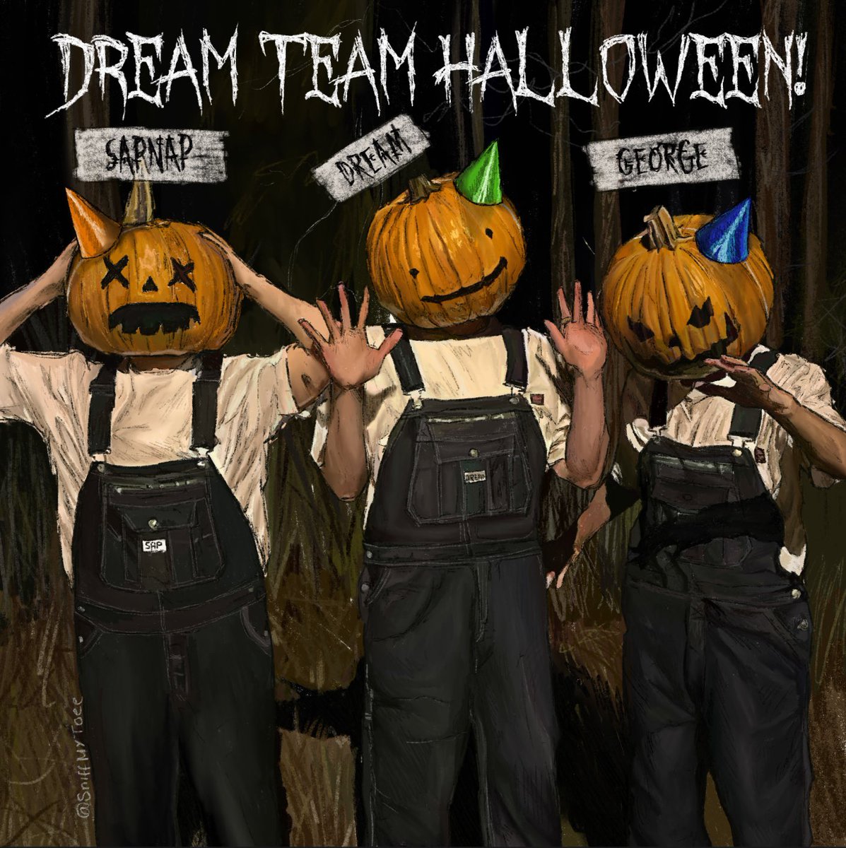 They’re party pumpkins your honour 🎃!
 ~Happy late birthday George <3

#dteamfanart #dreamfanart #sapnapfanart #georgefanart <a href="/DreamFanartAcc/">Dream Fanart</a>