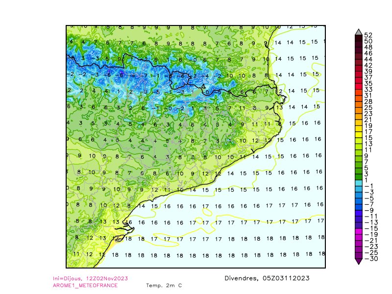 Els que no heu vist el temps avui si demà sortiu ben d’hora a treballar abrigueu-vos 
fotrà un fred…