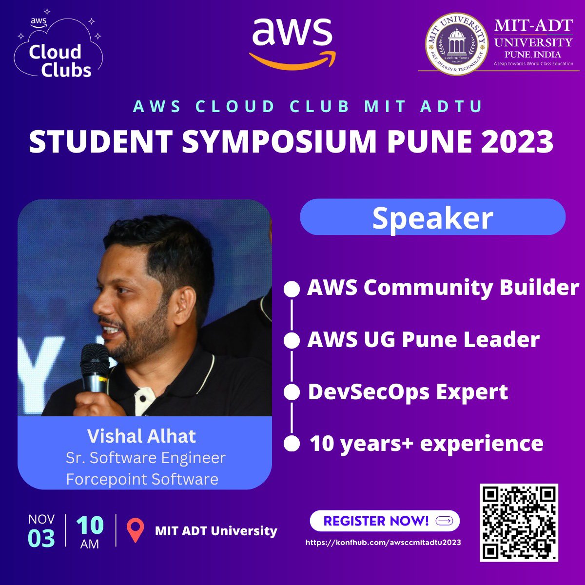 WeShallAWS's tweet image. Excited to share that I am conducting an hands-on workshop at AWS Cloud Symposium at MIT ADTU about Cloud Security and DevSecOps, focusing on the crucial topic: &quot;Securing AWS with Zero Trust: practical implementation&quot; 
Stay tuned! #awscommunity #awscommunitybuilders #awssecurity