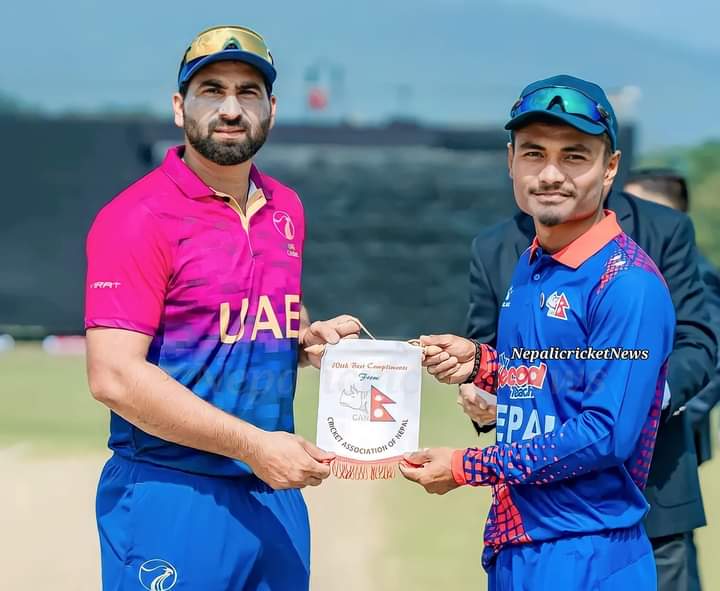 Big Match Day 🏏 🇳🇵🆚 🇦🇪
Nepal faces UAE today in the semi final of T20 Worldcup Asia Qualifier

🗓️ Date: 3th November, 2023
🕚️ Time: 11:00 AM
🏟️ Venue: Mulpani Cricket Ground 

Best Wishes Team Nepal.💞🇳🇵

#T20WorldCupQualifier | #WCQFinalsAsia | #NEPvUAE | Nepali Cricket News