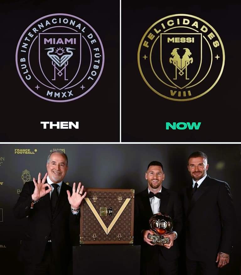 messiarts_com's tweet photo. Mới đây CLB Inter Miami đã cập nhật Logo của họ trên các nền tảng Truyền thông Xã hội để vinh danh Ballon d’Or giành chiến thắng lần thứ 8 lịch sử của Lionel Messi 🐐🐐
Đó là cách bạn đối xử và tôn vinh Huyền thoại sống!👏
#Messi #MessiIsInfinity #Messi𓃵 https://t.co/FONJDutkmo