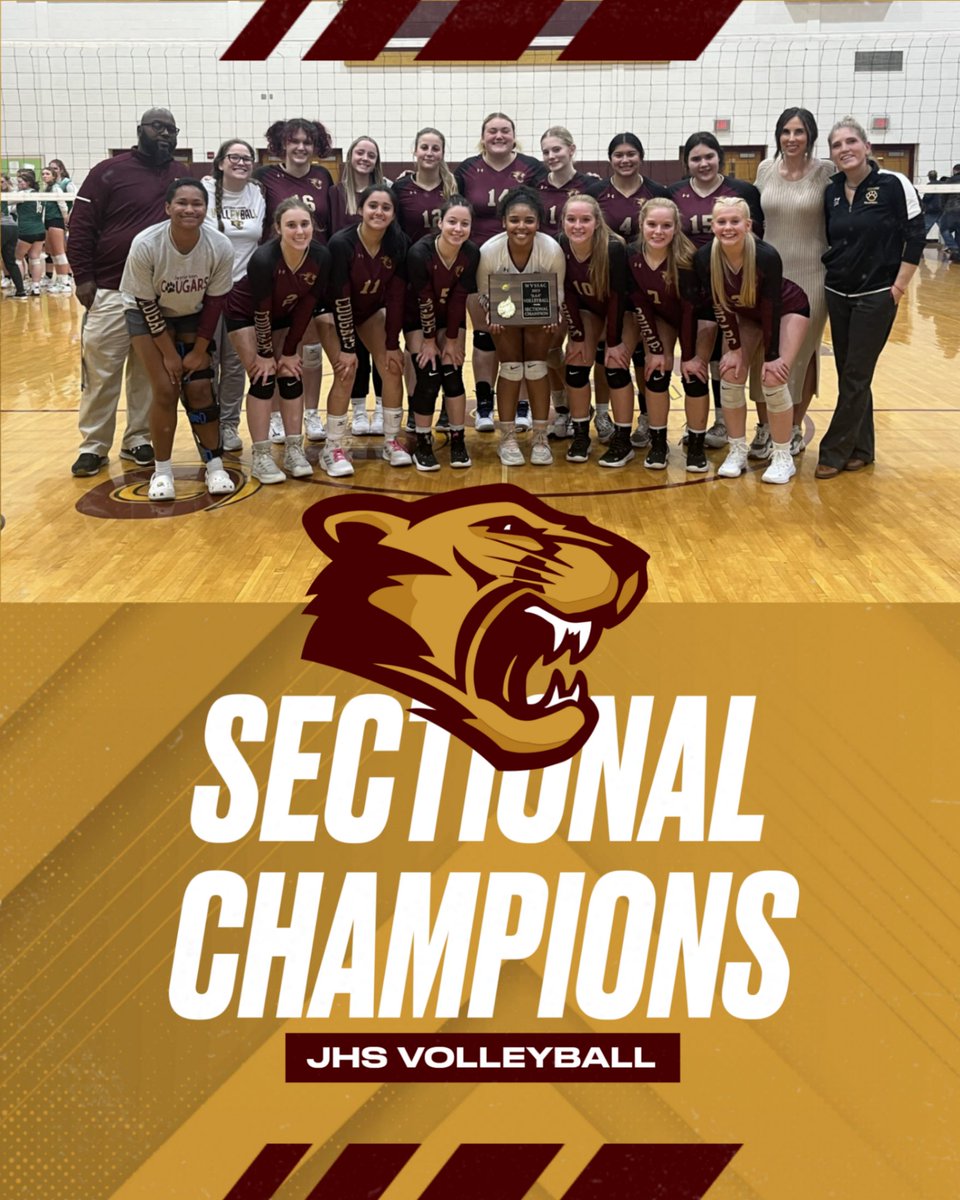 JHS_Cougars's tweet photo. Congrats to JHS Volleyball, Region 2 Section 2 Champs! Regional tournament will be at Martinsburg HS on Saturday at 10 am. GO COUGARS!
#jhigh https://t.co/Hx44DUlidK