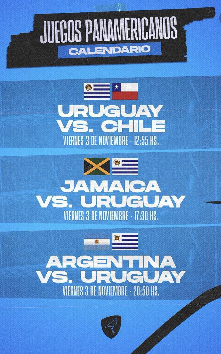 #Panamericanos2023 | Mañana debutan Los @TerosXV 🏉

Pasan los 2 mejores de cada serie URU 🇺🇾 define casi todo vs CHI 🇨🇱 en el debut. Deberá ganar para sellar el pase vs JAM 🇯🇲 

ARG 🇦🇷 es el favorito, tiene equipo base del circuito.

Por el otro lado USA 🇺🇸 y CAN 🇨🇦 

CREER