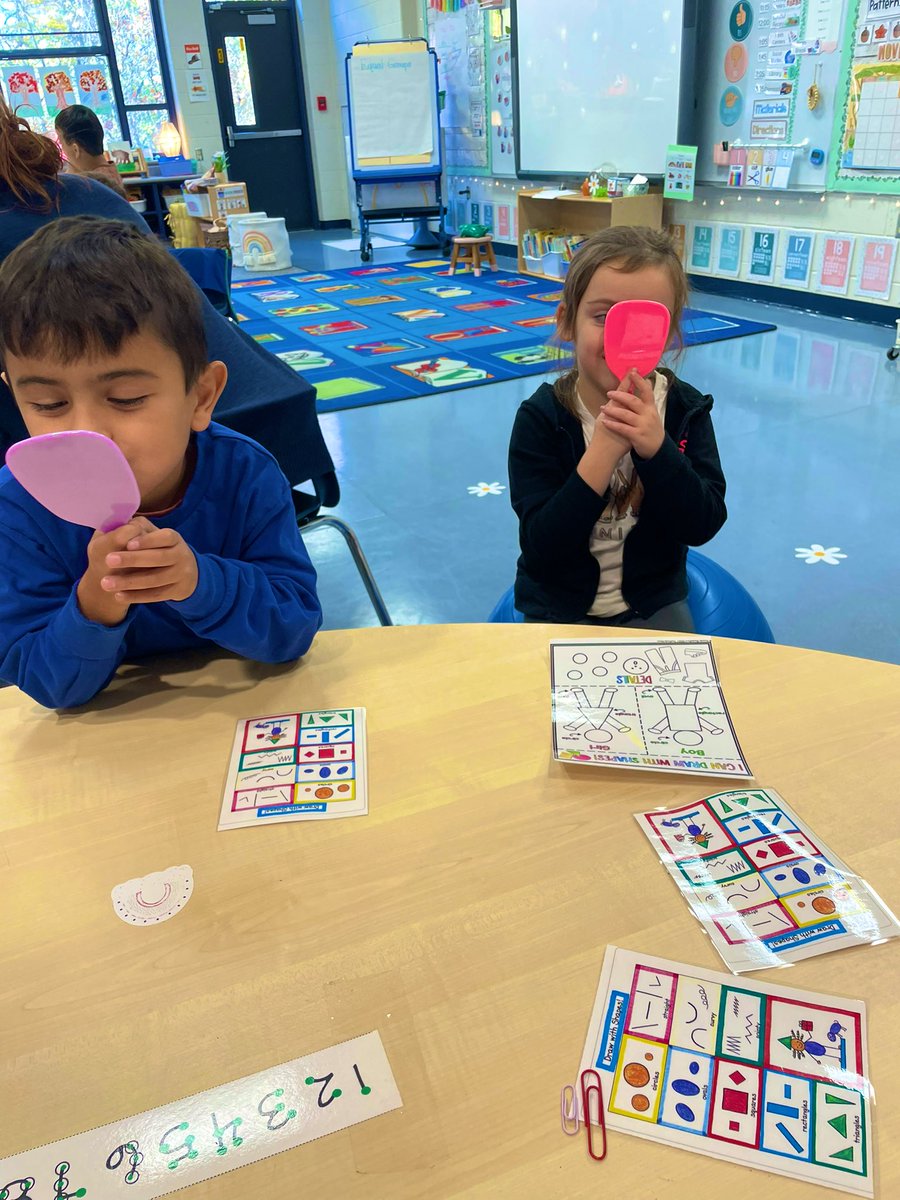 Ss are adding detail to their self-portraits by carefully studying themselves in the mirror and choosing appropriate colors! <a href="/LMMahwah/">Lenape Meadows School</a> #mahwahconnects