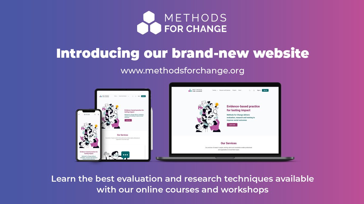 methods4change's tweet photo. Today's the day! 🎉 We're thrilled to announce the launch of our brand-new website! Our new platform is specially designed to provide you with even more comprehensive and interactive learning opportunities.

https://t.co/706UzYhQiW

#ImpactEvaluation #MethodsforChange https://t.co/rbBzz3wDC9
