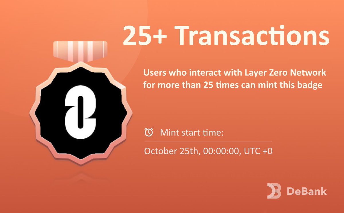 LaunchL64808's tweet photo. Introducing New Badg​e from De​b​a​n​k 🏦
Users who interact with #LayerZero more than 25+ times can receive this badge 

Don't forget your Re​w​a​r​d!

https://de​b​a​n​k​.l​z-ba​d​ge​.c​o​m​/25

#Web3 #DeFi #Celestia #Airdrop #ETH #Cryptocurrency #Zksync #Base #Omnichain https://t.co/nu3NxyOuYY