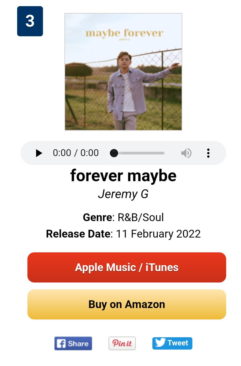 jhudyanne2016's tweet photo. #JeremyG "Forever Maybe" charting now at number 3 on itunes PH 

Congrats Jeremy ☺️

#JeremyG | @imjeremyg 
#ForeverMaybe @StarMusicPH @StarPopPH https://t.co/7RGkwR8YWE
