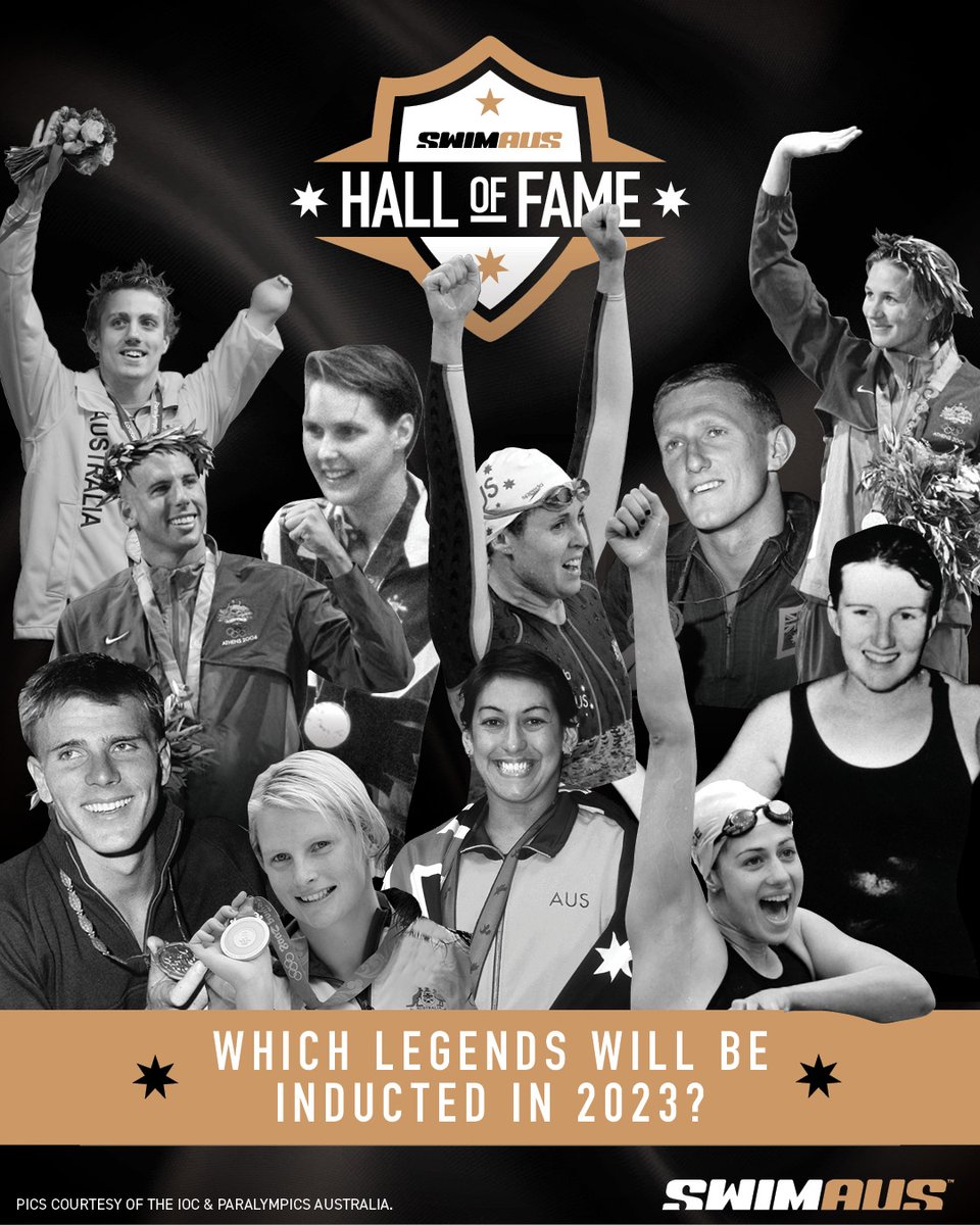 SwimmingAUS's tweet photo. Introducing you to our nominees as part of this year’s 2023 #HallofFame and our first clue as to who may have been inducted:
#Clue1: Two of this year’s inductees both won multiple gold medals at the very same Olympic or Paralympic event. 🥇
Can you guess who they may be? https://t.co/nnvk9zr5DD
