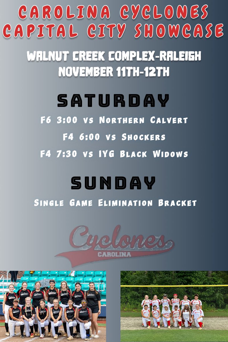 Come see our Cyclones the next two weekends. First this week in Greenville and then next week in Raleigh!