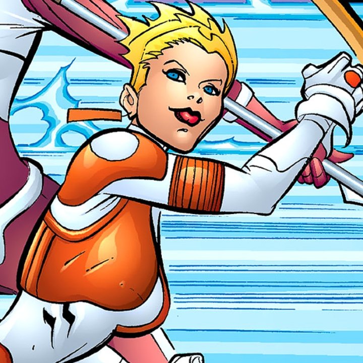 MahFor_'s tweet image. Epiphany - É um clone da Cassie Sandsmark com o DNA do Conner Kent e de um doador desconhecido.
Poderes do DNA - Super força, durabilidade, reflexo e Telecinese
Poder especial - Asas de fogo
Primeira aparição - Superboy #88 ( 2001 )