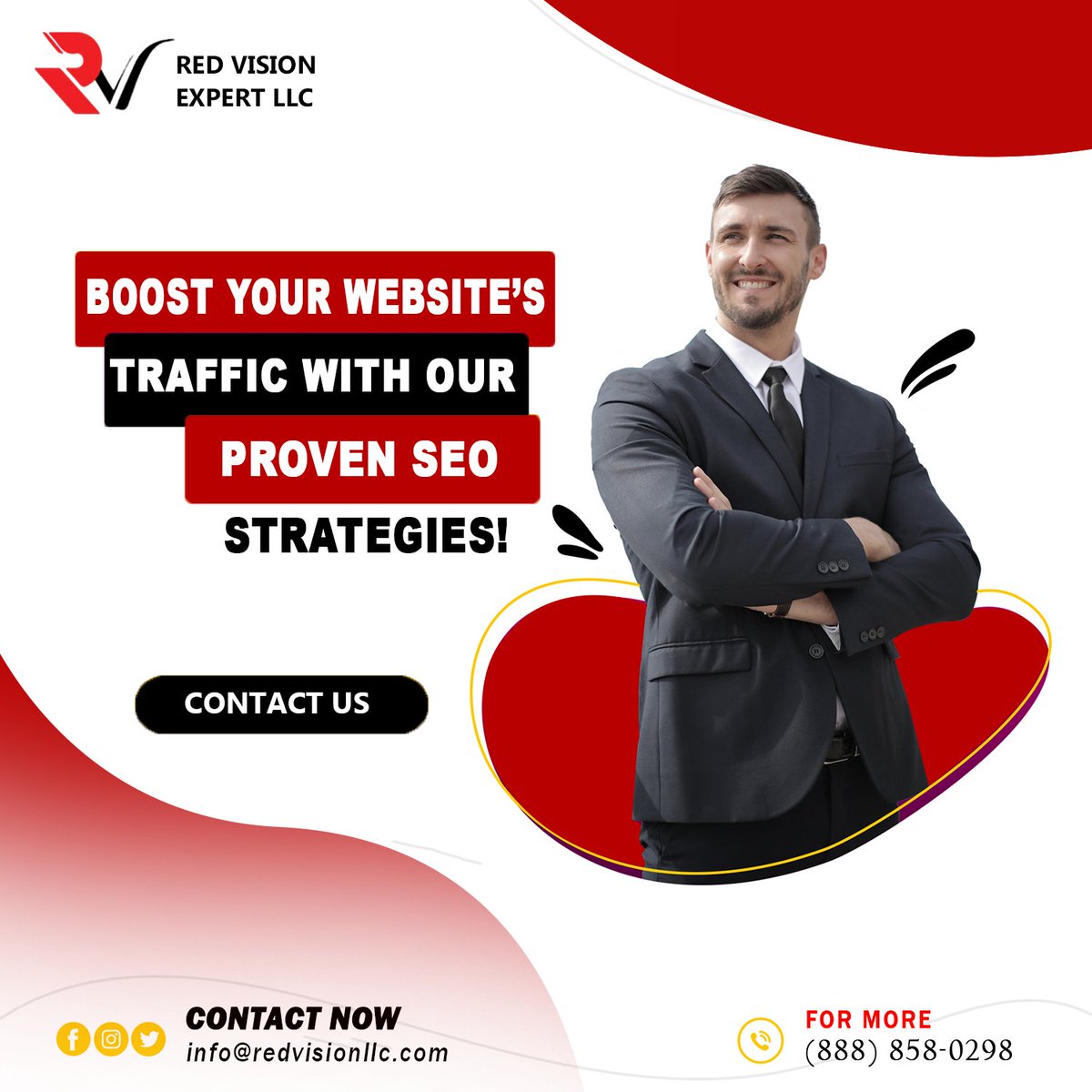 redvisionllc's tweet image. SEO enhances website visibility, driving organic traffic. It's crucial for online success and brand recognition.

Unlock the potential of your website with our cutting-edge SEO strategies! 

 #SEOExperts #DriveTraffic #RedVision #WebsiteGrowth #digitalmarketing #USA