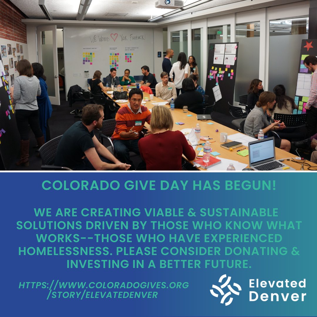 We're embarking on the next phase of our work--running Collaboratories to design innovative micro-solutions to homelessness. Help us by donating to Elevated Denver for CO Gives Day this year - coloradogives.org/story/Elevated…
It's going to take all of us to build an Elevated Denver!