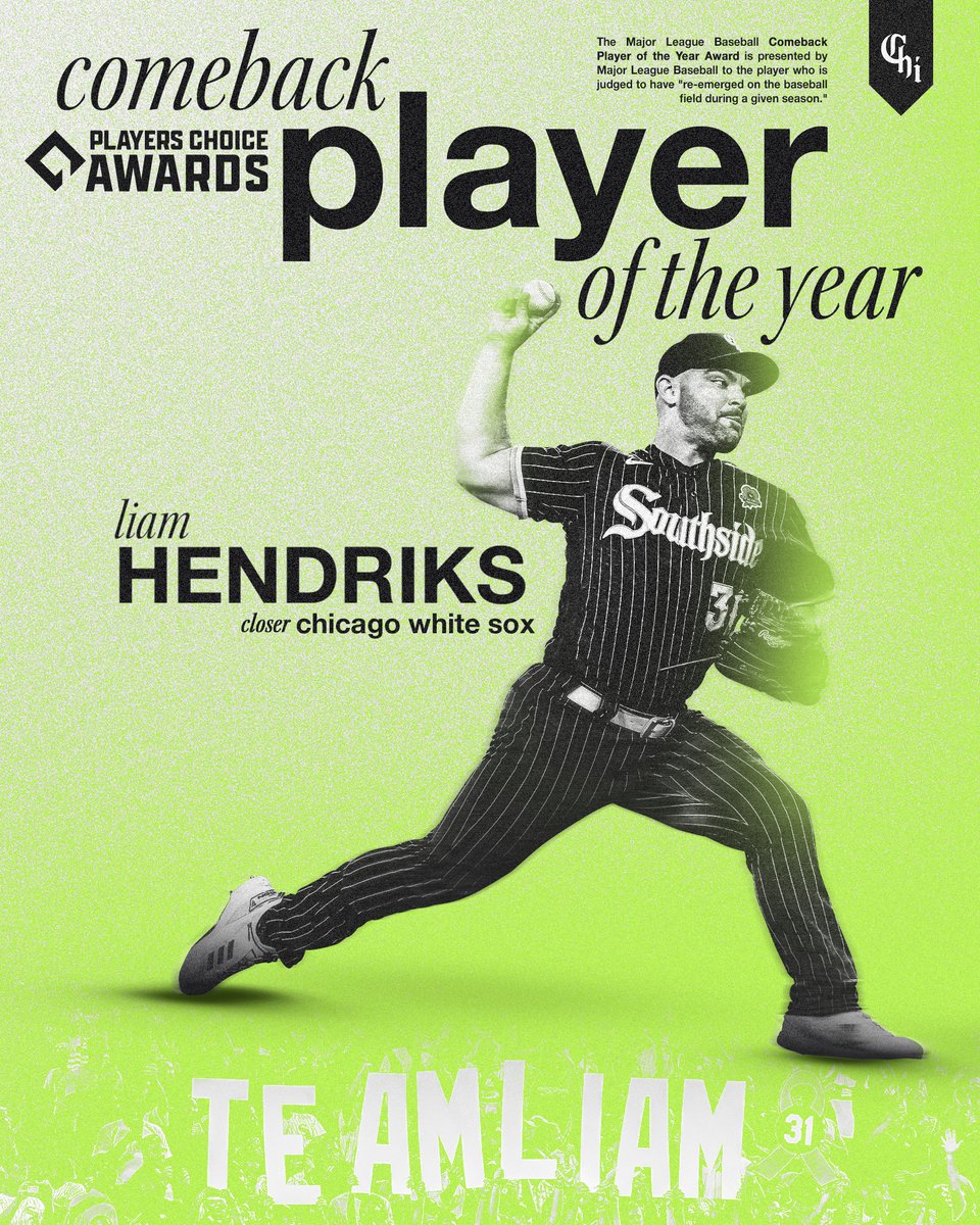 whitesox's tweet photo. So much bigger than baseball. 💚

Liam Hendriks has been named AL Comeback Player of the Year! https://t.co/GUTsW7DGhF